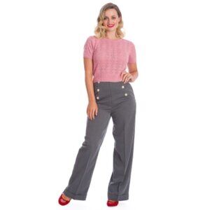 Banned Apparel Grey Adventures Ahead Button Trousers